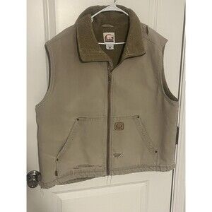 SOREL Mens Canvas Sherpa Lined Zip-Front Vest Distressed Tan w. Pockets size XXL